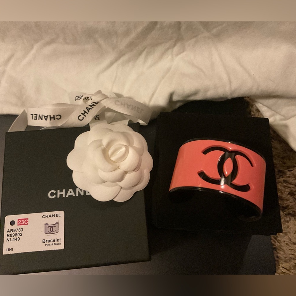 Chanel 23C black and Pink cuff. Never worn. Tried to fit so it needs a home.